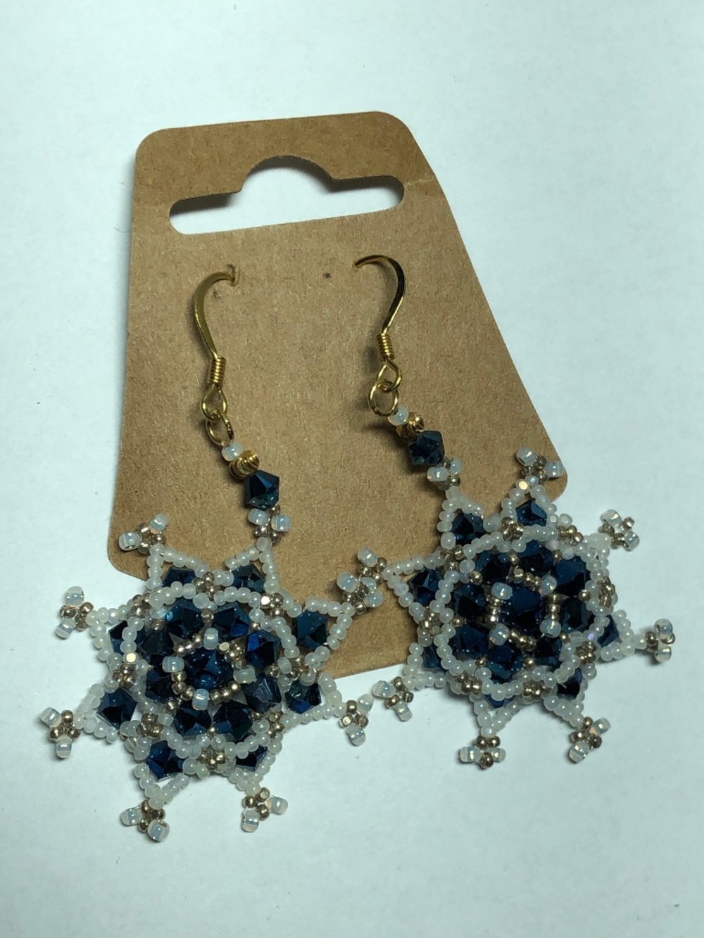 Snowflake crystal glass bead earrings